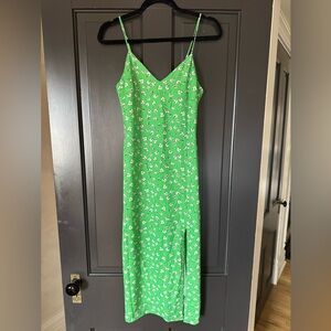 Cotton Candy Green Floral Midi Dress